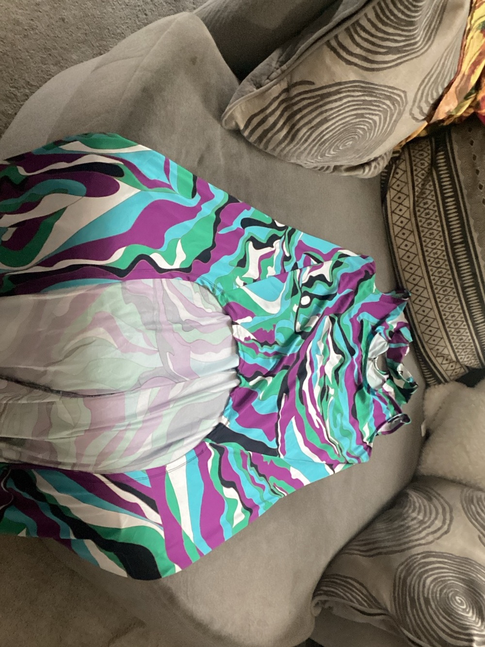 Ashley Stewart Purple, Teal & White Swirl Print Tunic